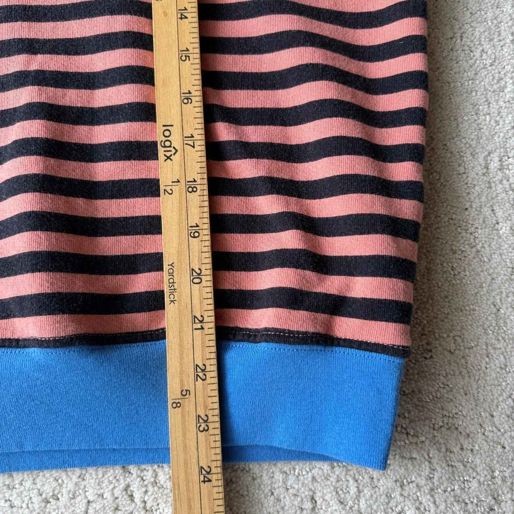 Evereve Daydreamer Stripe Vintage Sweatshirt Womens M Pink Blue Raglan Cotton - Picture 10 of 12